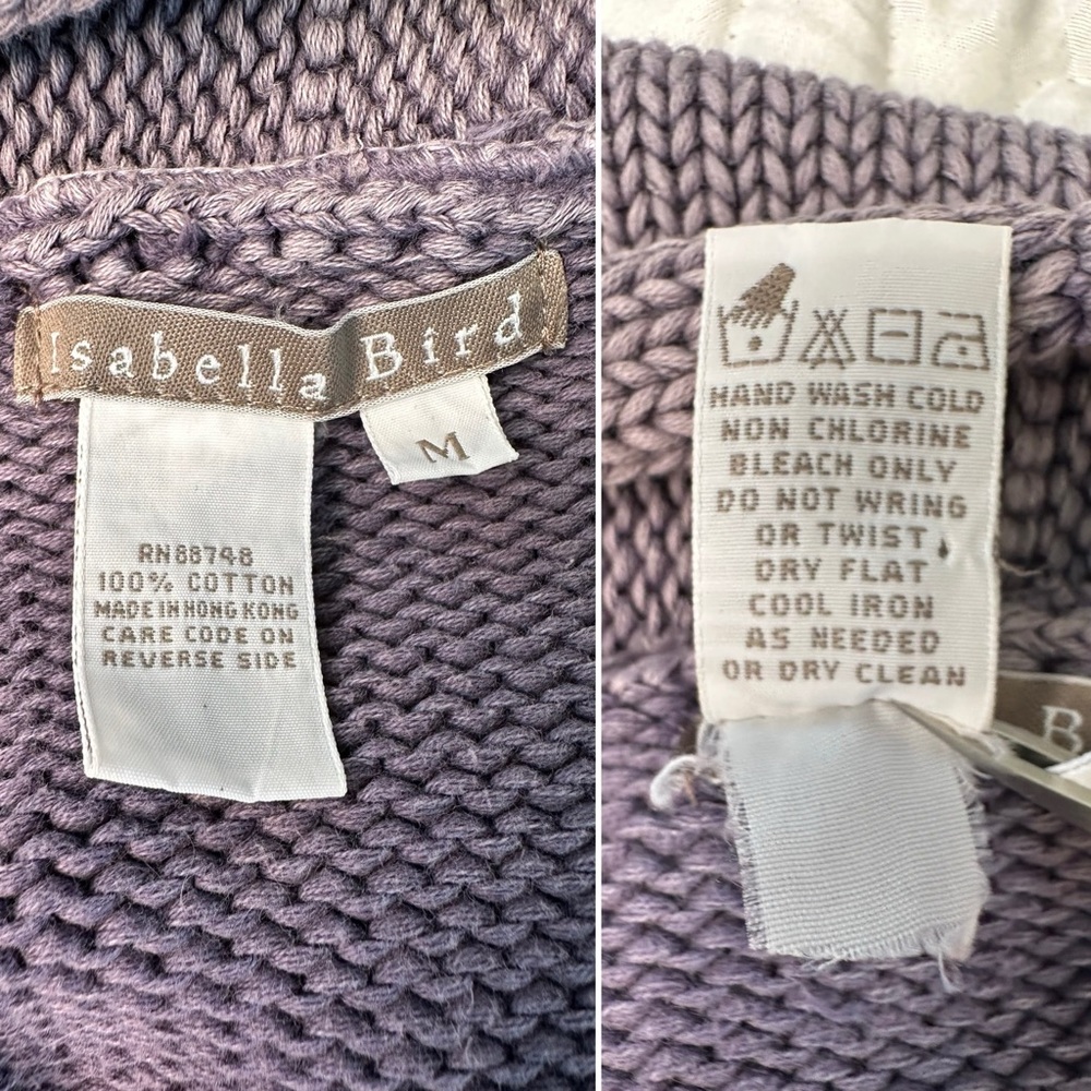 Isabella Bird Anthropologie Knit Cardigan Sweater Cotton Jacket Wooden Buttons M - Picture 7 of 12